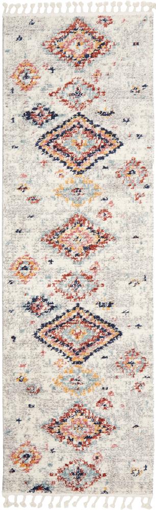 Mira Tribal Grey Multi-Colour Diamond Pattern Rug