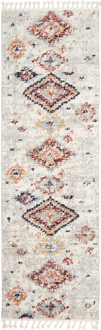 Thumbnail for Mira Tribal Grey Multi-Colour Diamond Pattern Rug