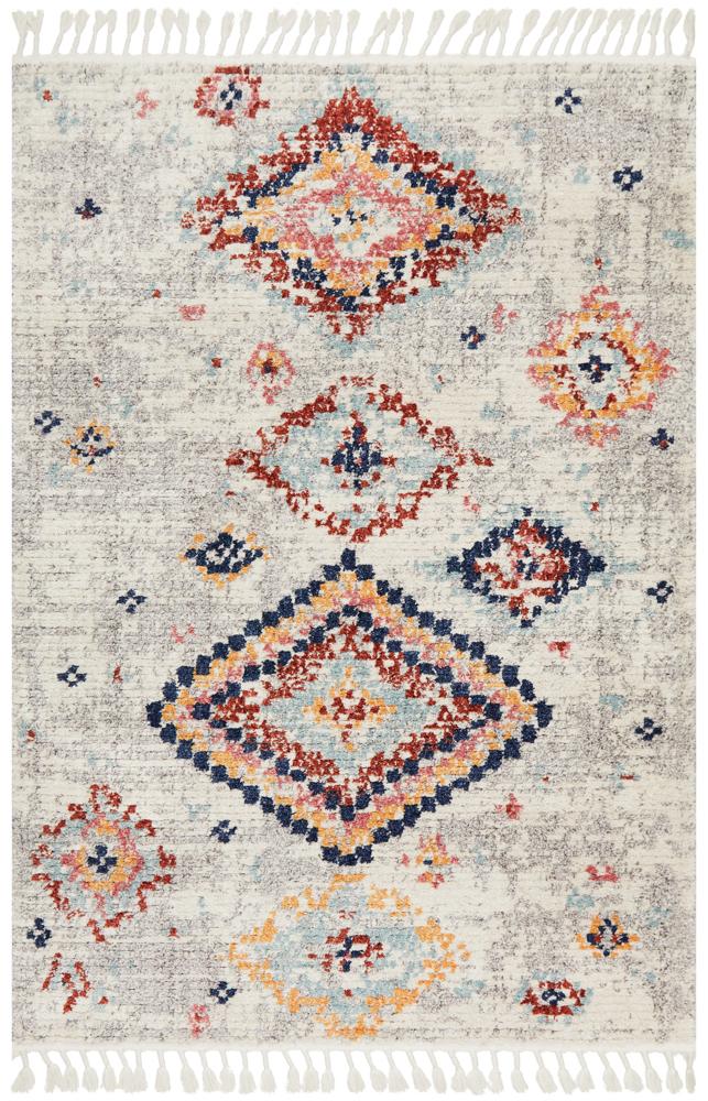 Mira Tribal Grey Multi-Colour Diamond Pattern Rug