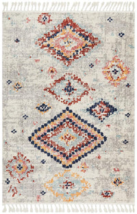 Thumbnail for Mira Tribal Grey Multi-Colour Diamond Pattern Rug