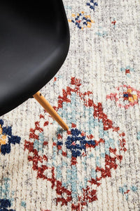 Thumbnail for Mira Tribal Grey Multi-Colour Diamond Pattern Rug