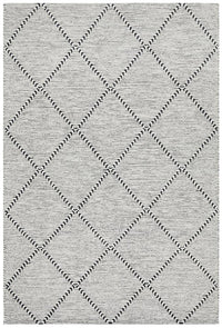 Thumbnail for Jasmine Ivory & Black Modern Diamond Pattern Flatwoven Wool Rug