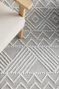 Thumbnail for Katie Modern Ivory & Grey Tribal Pattern Flatwoven Wool Rug