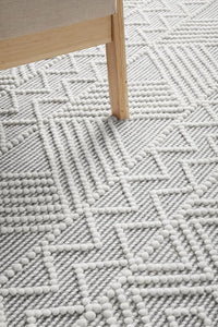 Thumbnail for Katie Modern Ivory & Grey Tribal Pattern Flatwoven Wool Rug