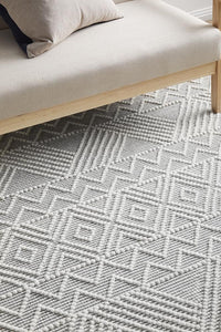 Thumbnail for Katie Modern Ivory & Grey Tribal Pattern Flatwoven Wool Rug