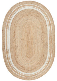 Thumbnail for Aanya Natural & White Two-Tone Hand Braided Oval Jute Rug