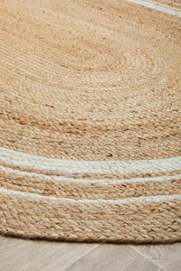 Thumbnail for Aanya Natural & White Two-Tone Hand Braided Oval Jute Rug