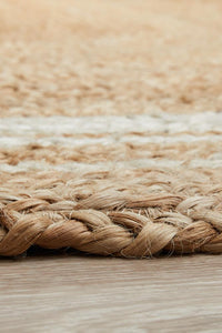 Thumbnail for Aanya Natural & White Two-Tone Hand Braided Oval Jute Rug