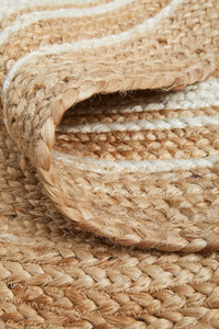 Thumbnail for Aanya Natural & White Two-Tone Hand Braided Oval Jute Rug