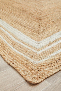 Thumbnail for Aanya Natural & White Two-Tone Hand Braided Jute Rug