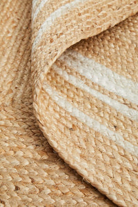 Thumbnail for Aanya Natural & White Two-Tone Hand Braided Jute Rug