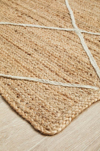 Thumbnail for Aanya Natural Diamond Pattern Jute Rug