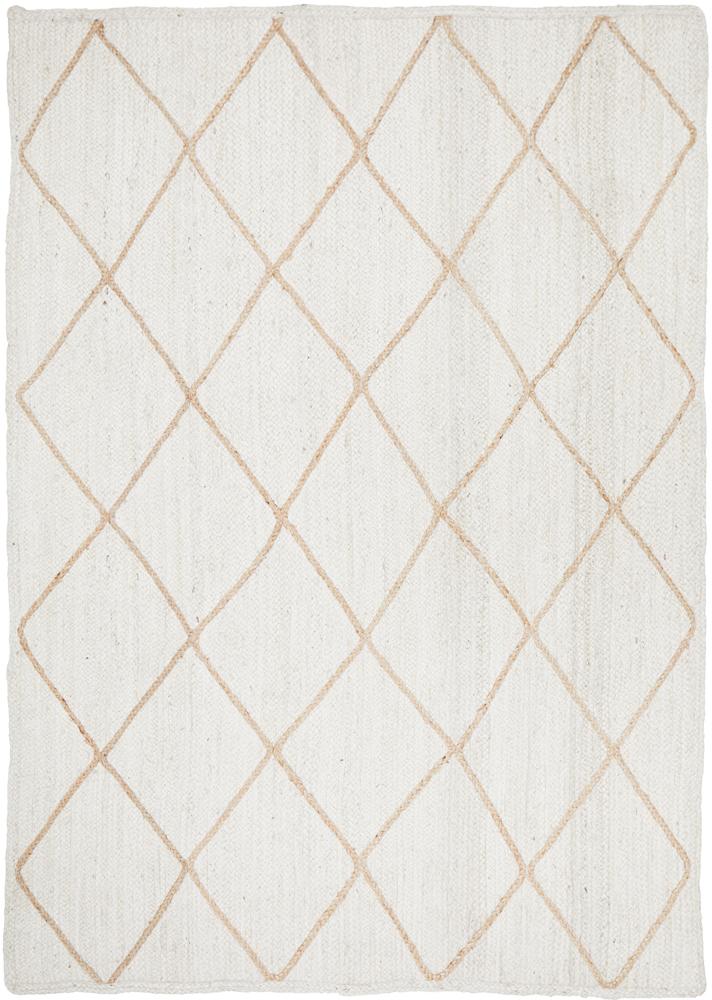 Aanya White Diamond Jute Rug