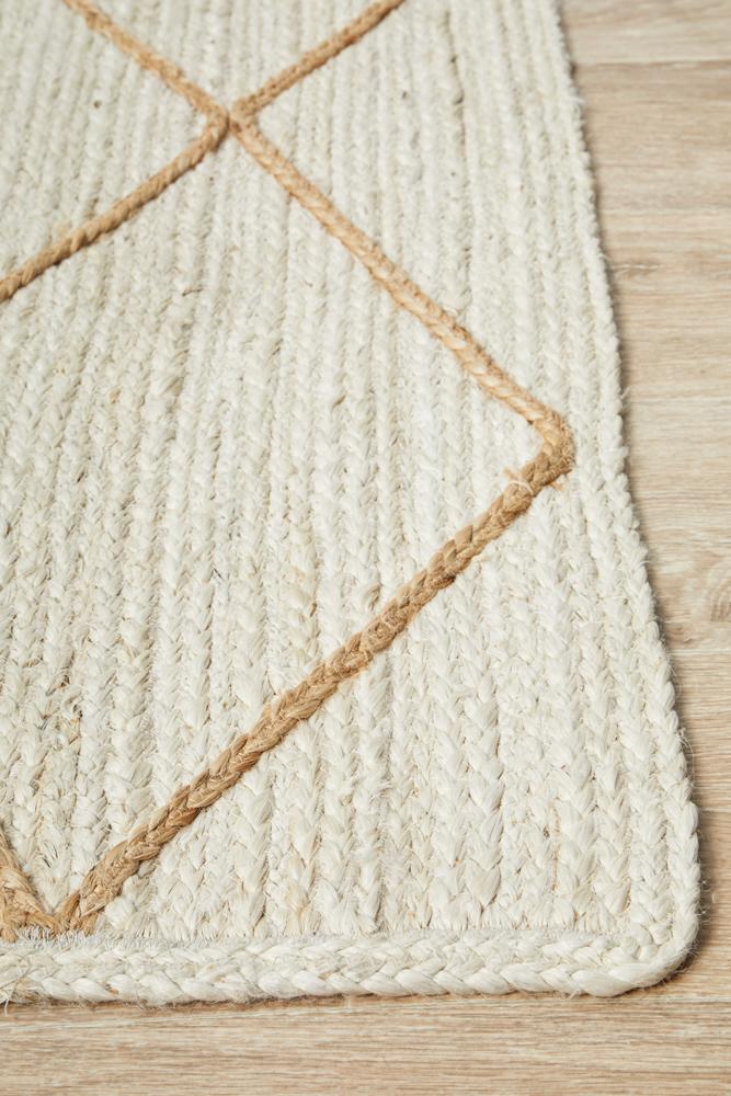 Aanya White Diamond Jute Rug