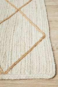 Thumbnail for Aanya White Diamond Jute Rug