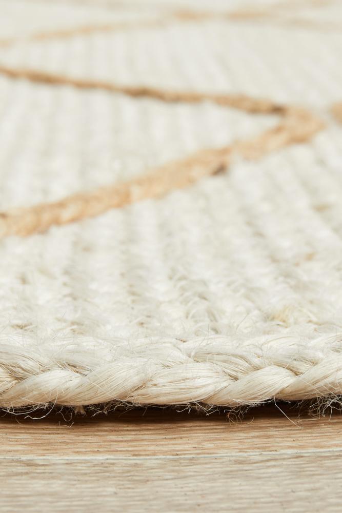 Aanya White Diamond Jute Rug