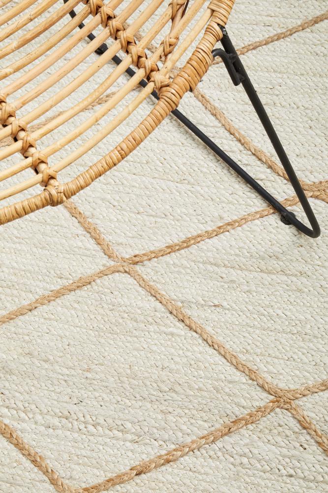 Aanya White Diamond Jute Rug