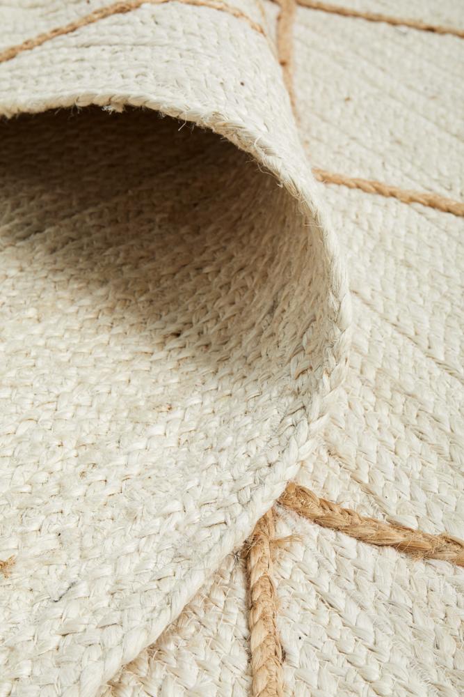 Aanya White Diamond Jute Rug