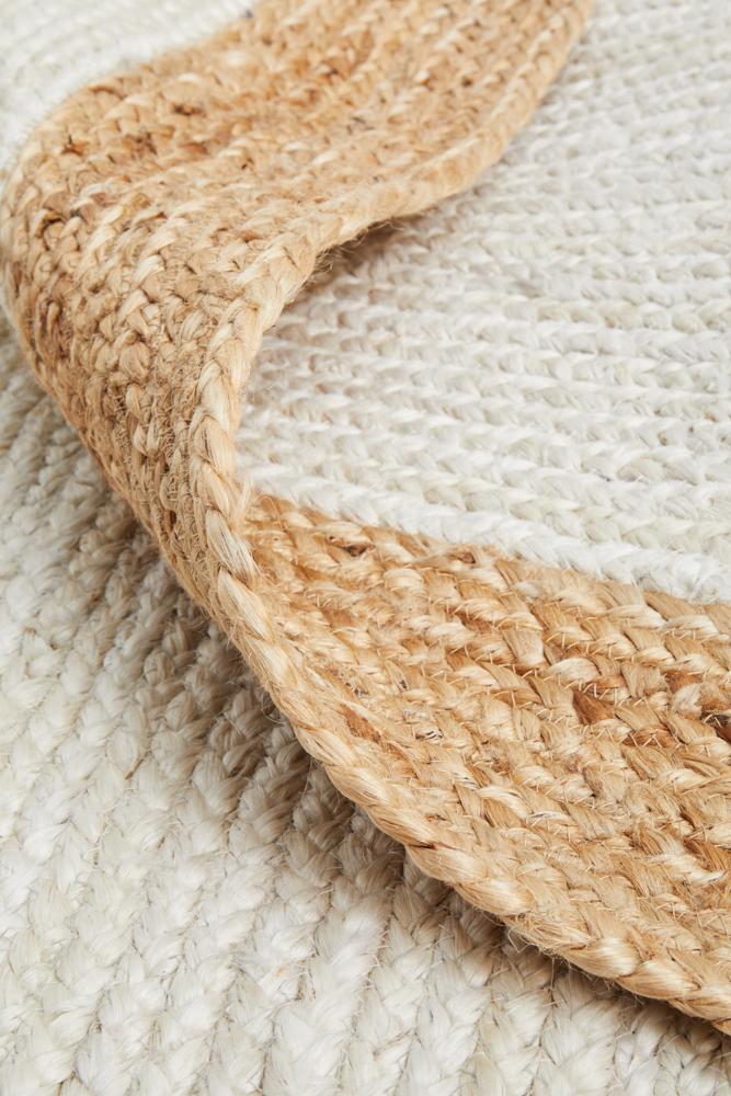 Aanya Natural & White Hand Braided Rug