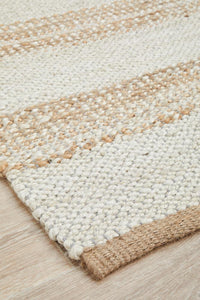 Thumbnail for Aanya Natural & White Hand Braided Jute Rug