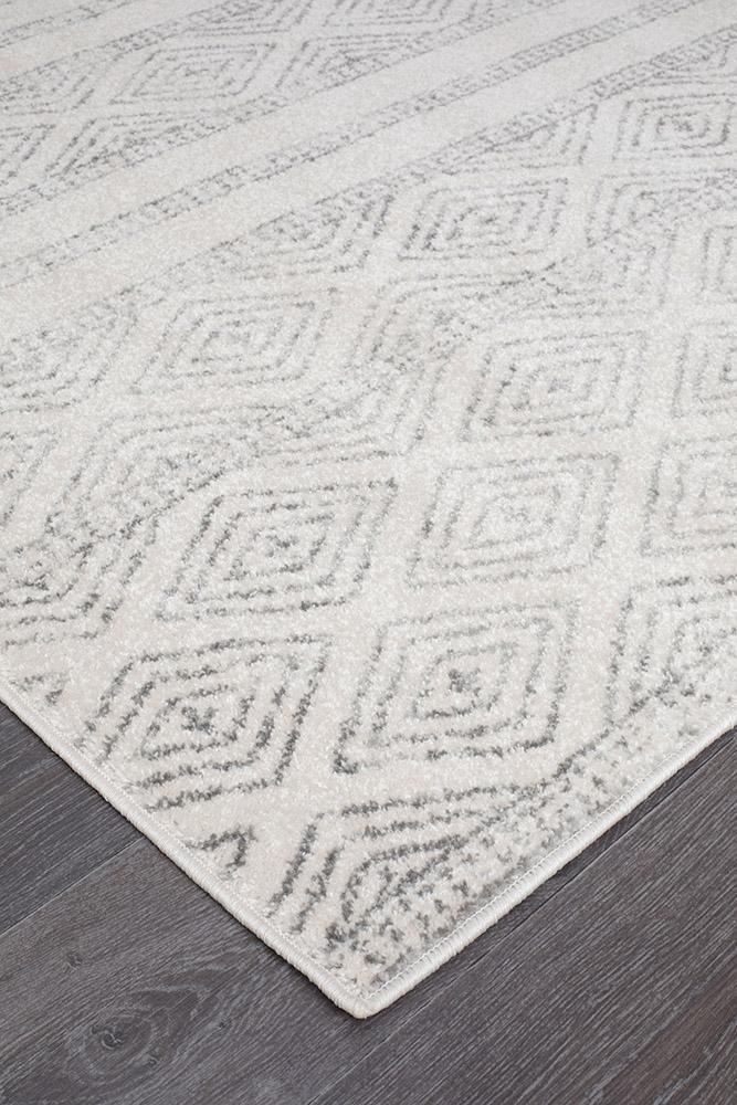 Tayen White & Grey Tribal Rug