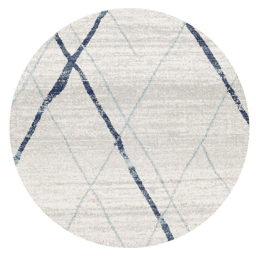 Felix Grey & Blue Contemporary Round Rug