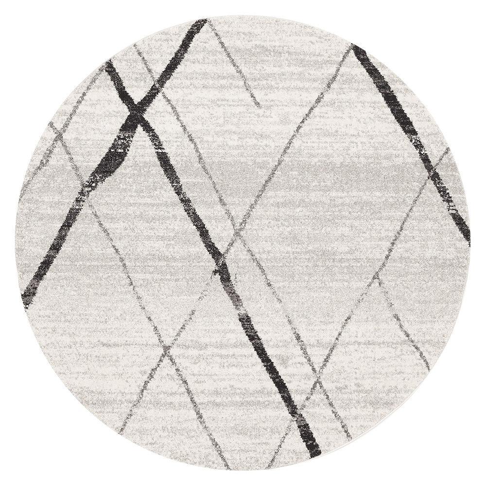 Felix Grey & Black Contemporary Round Rug