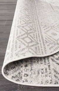 Thumbnail for Adair Bohemian White & Grey Rustic Round Rug