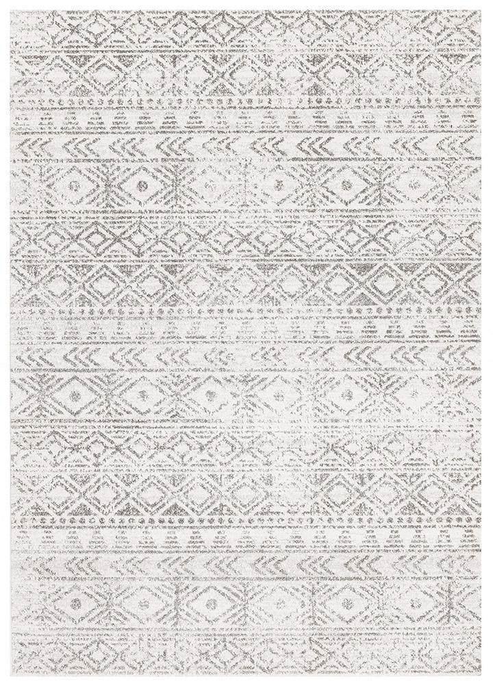 Adair Bohemian White & Grey Rustic Rug