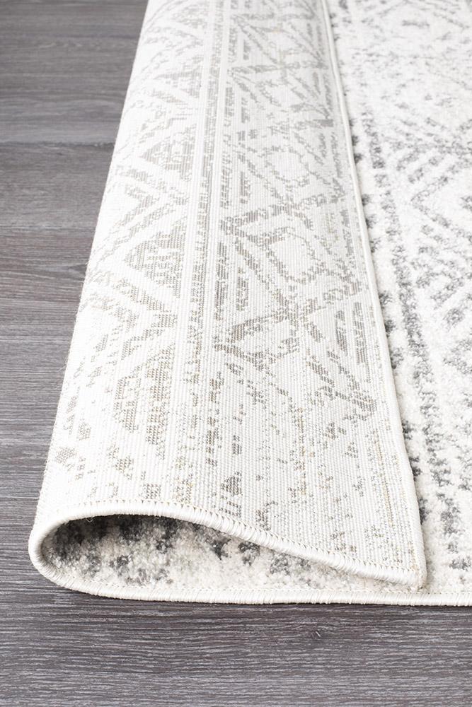 Adair Bohemian White & Grey Rustic Rug