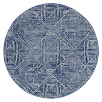 Thumbnail for Arlo Navy Geometric Pattern Round Rug