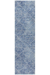 Thumbnail for Arlo Navy Geometric Pattern Rug