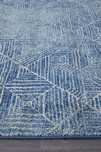 Thumbnail for Arlo Navy Geometric Pattern Rug