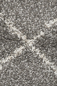 Thumbnail for Anisah Modern Grey & White Diamond Pattern Fringed Rug