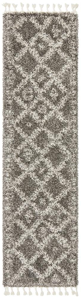 Chaima Modern Fringed Grey & White Rug