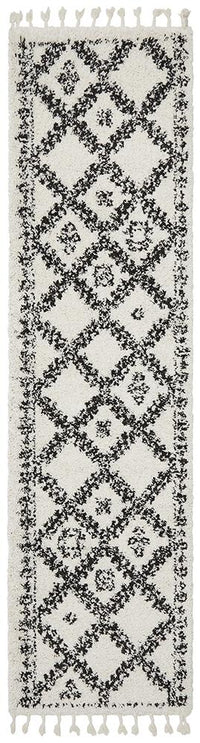 Thumbnail for Chaima Modern Fringed White & Black Rug