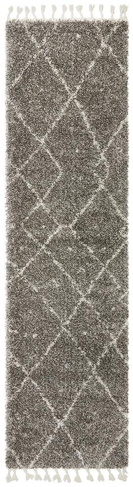 Nahla Modern Fringed Grey & White Rug