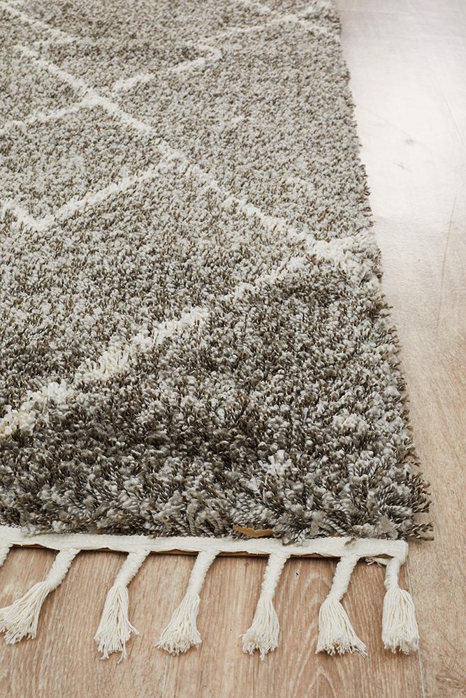 Nahla Modern Fringed Grey & White Rug