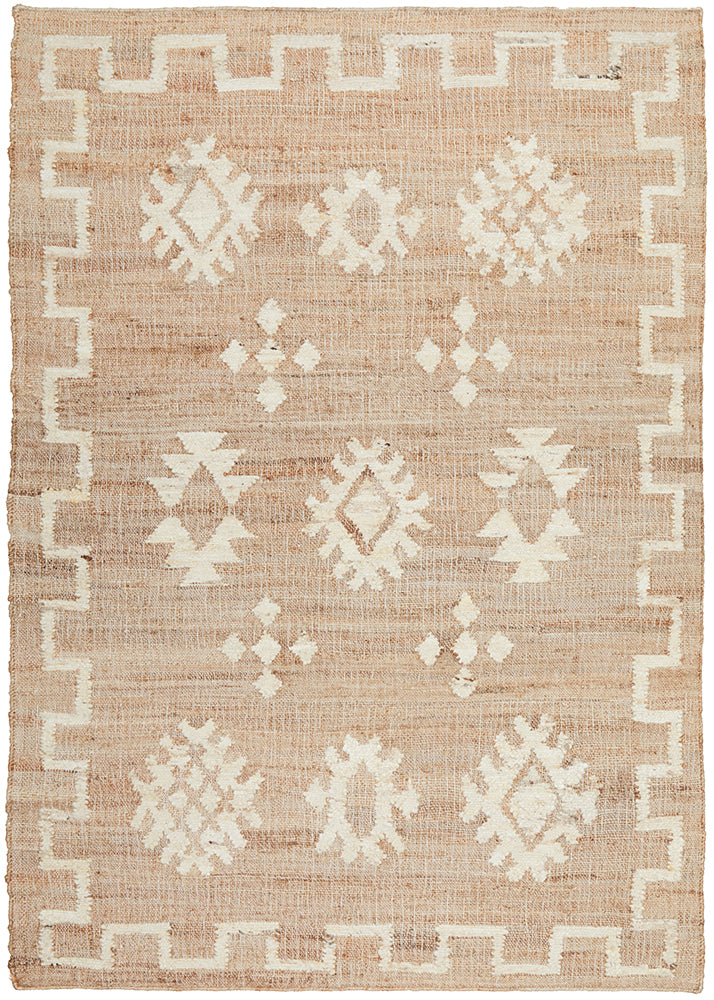 Carla Sahara Natural Jute Tribal Pattern Hand Woven Rectangle Rug