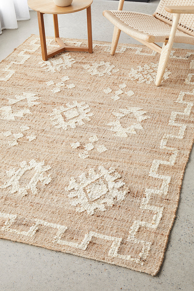 Carla Sahara Natural Jute Tribal Pattern Hand Woven Rectangle Rug