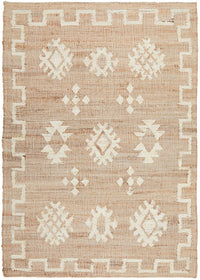 Thumbnail for Carla Sahara Natural Jute Tribal Pattern Hand Woven Rectangle Rug