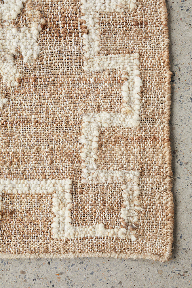 Carla Sahara Natural Jute Tribal Pattern Hand Woven Rectangle Rug