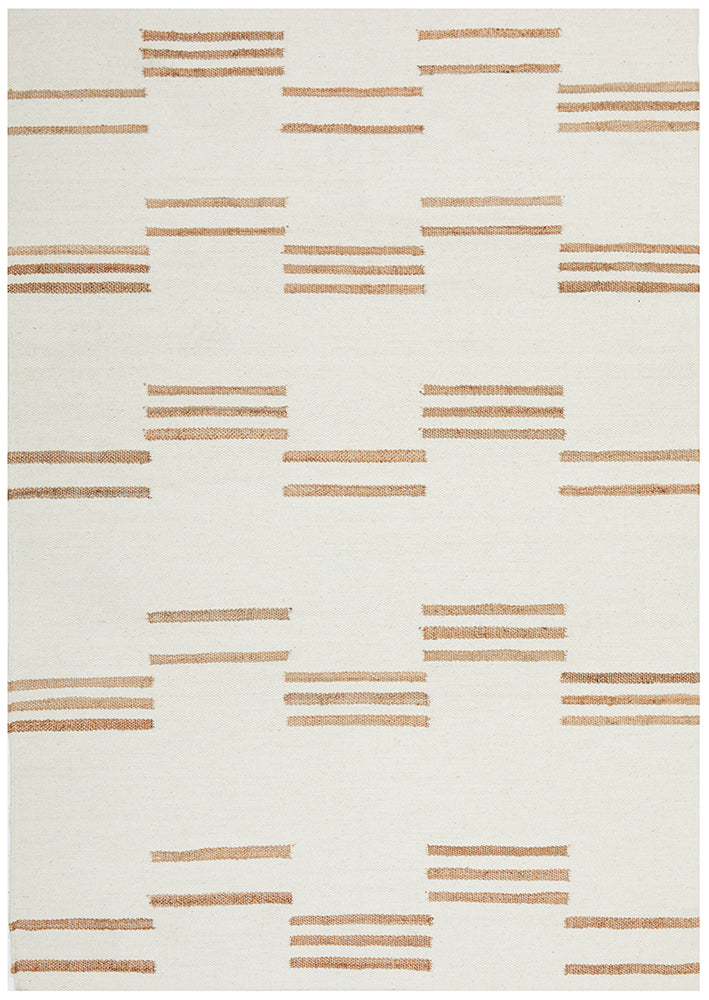 Henry Sahara Natural and White Jute Line Pattern Rectangle Rug