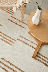 Thumbnail for Henry Sahara Natural and White Jute Line Pattern Rectangle Rug