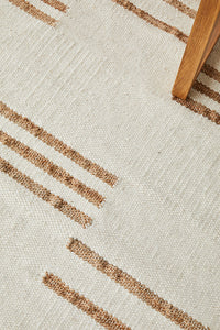 Thumbnail for Henry Sahara Natural and White Jute Line Pattern Rectangle Rug