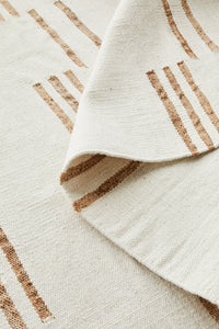 Thumbnail for Henry Sahara Natural and White Jute Line Pattern Rectangle Rug