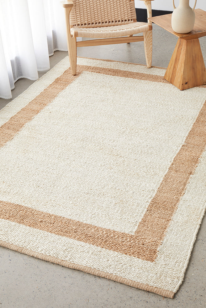 Maria Sahara Natural and White Jute Coastal Rectangle Rug