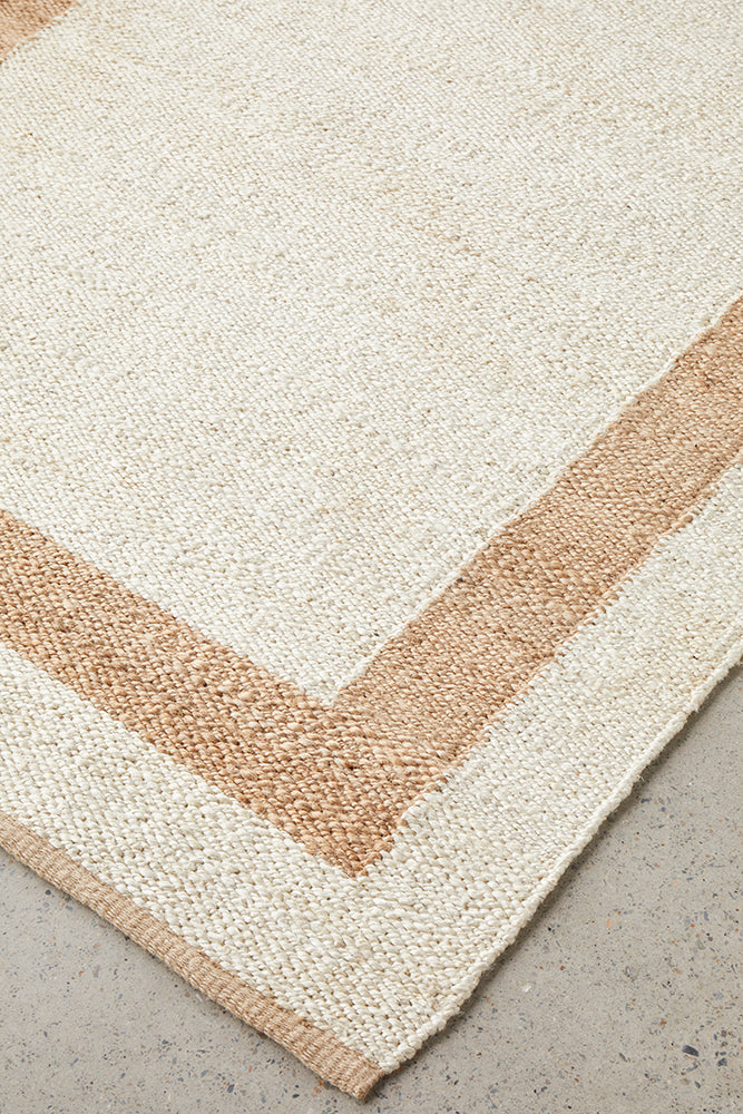 Maria Sahara Natural and White Jute Coastal Rectangle Rug