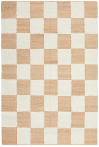 Thumbnail for Rocco Sahara Natural and White Jute Checkered Pattern Rectangle Rug