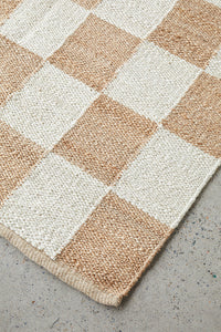 Thumbnail for Rocco Sahara Natural and White Jute Checkered Pattern Rectangle Rug